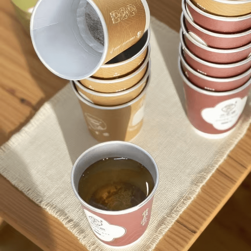 银箔杯中有茶一次性纸杯带茶叶隐茶泡喝茶水杯纸杯logo可定制