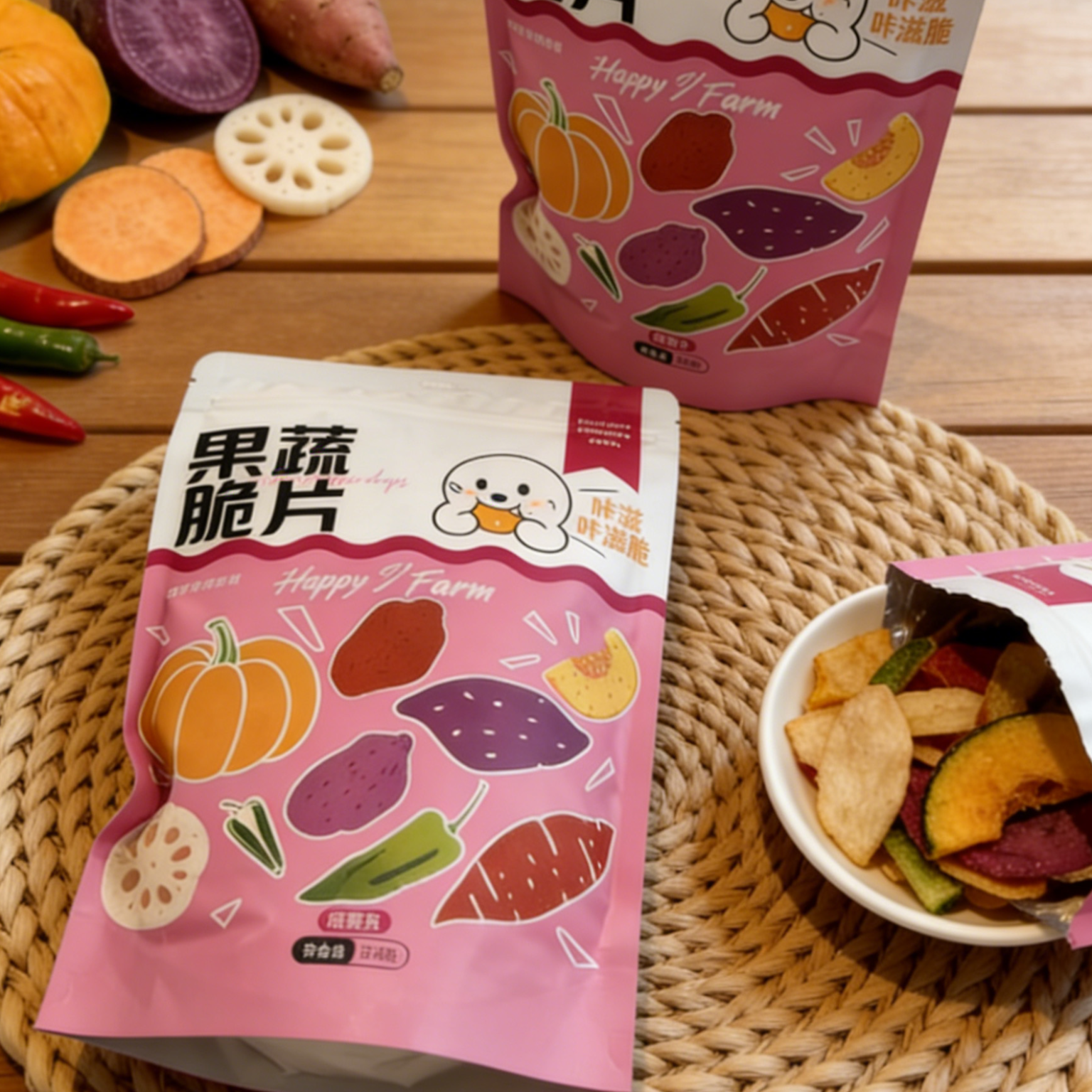 Happy Farm果蔬脆片袋装150g海苔味蔬菜干零食